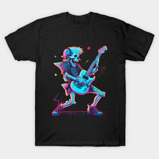 Skeleton Rock and Roll Concert Guitarist T-Shirt